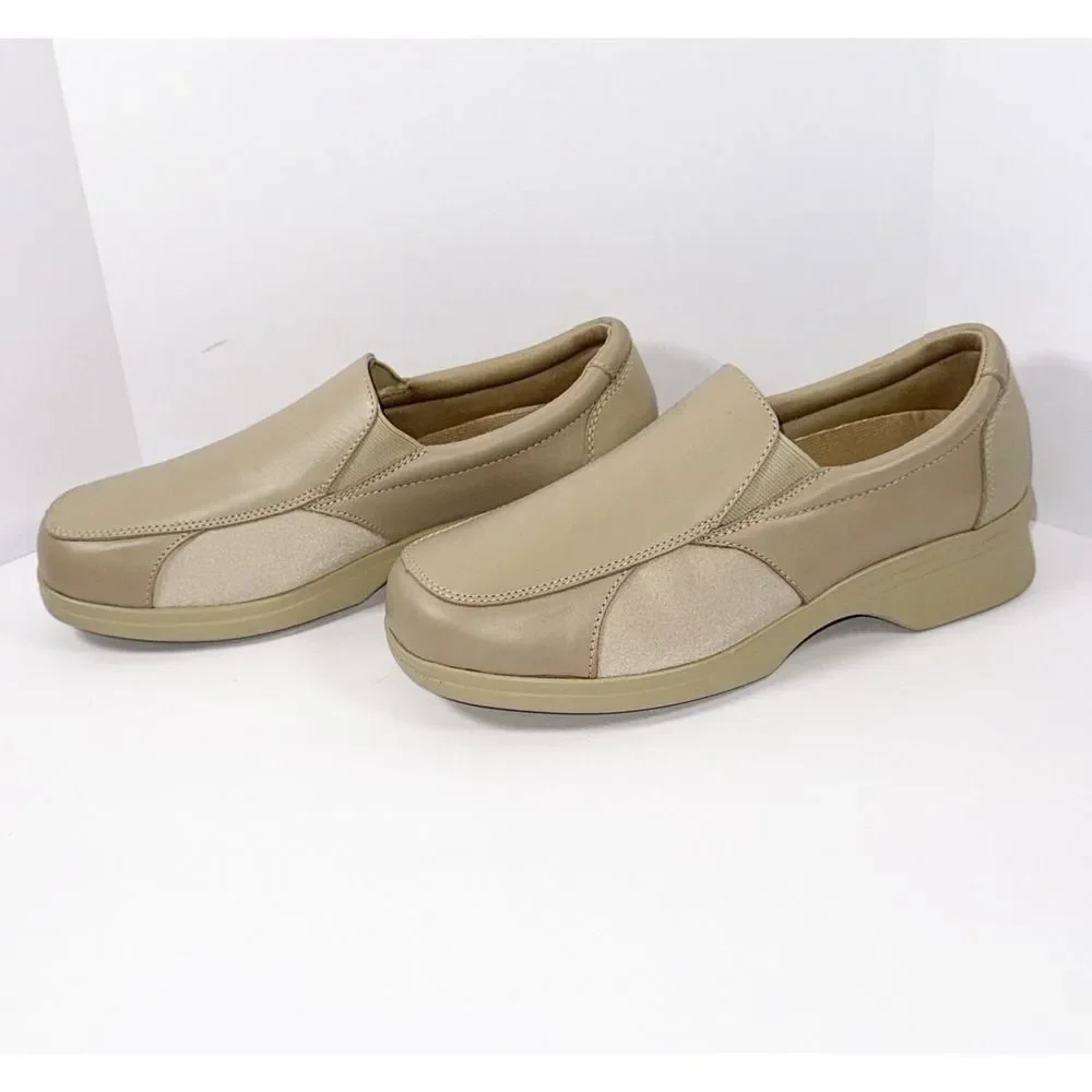 Pedors Shoes Slip On Comfort Walking 201 Beige Leather Orthopedic‎ Cushion 8.5